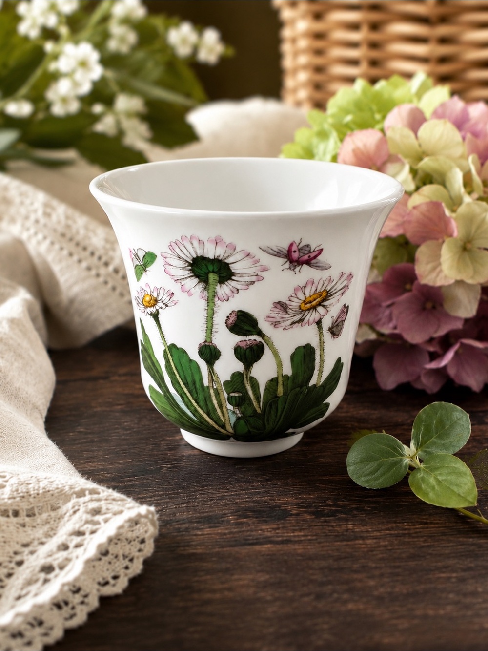 Portmeirion Botanic Garden Daisy Bellis Perennis Cachepot Planter England